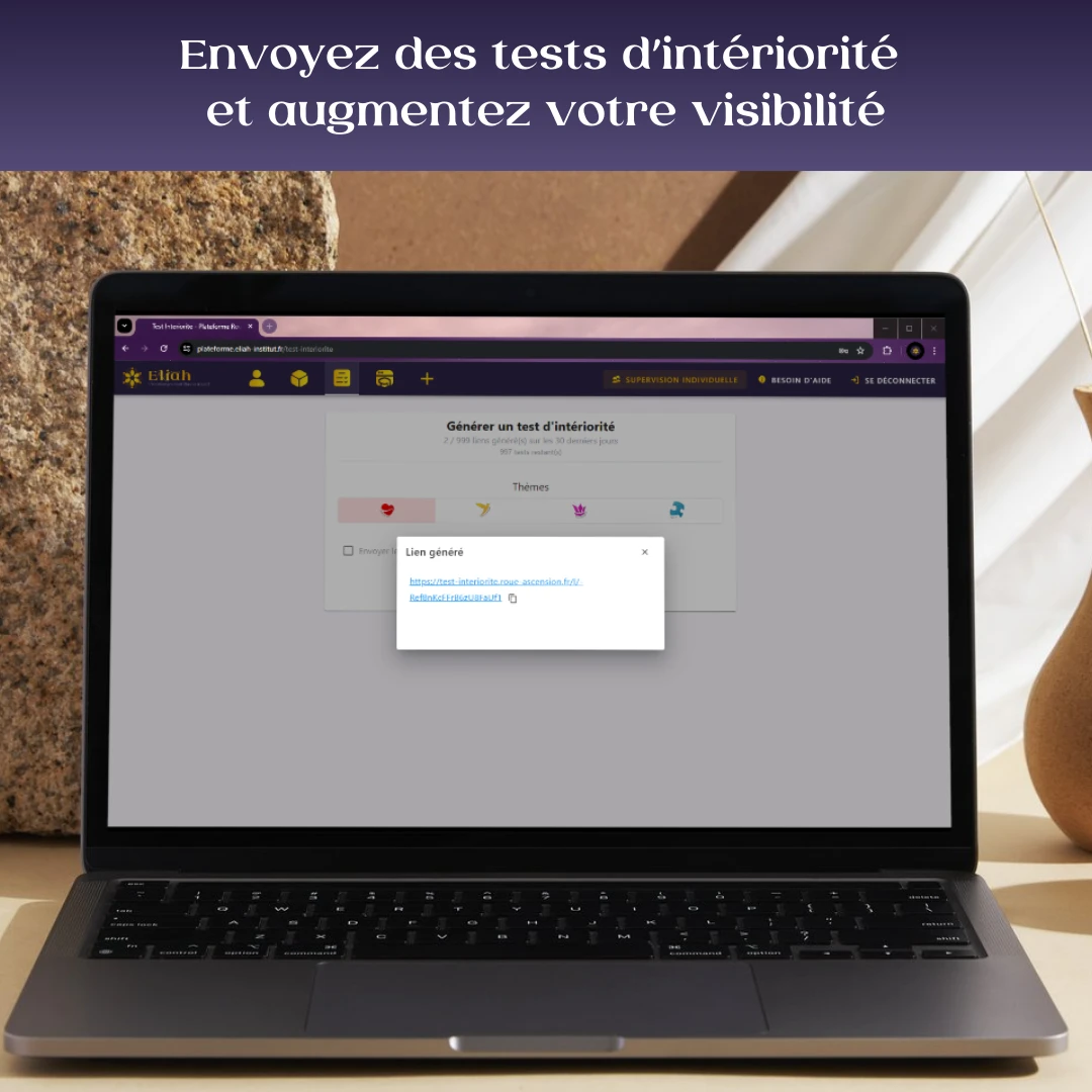 Génération d'un Test d'Intériorité® depuis la plateforme Eliah